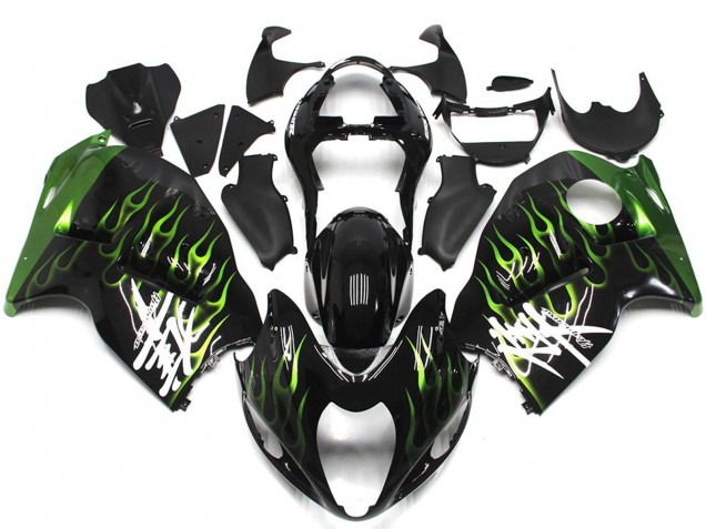 Noir Avec Vert Foncé Flamme 97-07 Suzuki GSXR 1300 Carénage Noir Avec Vert Foncé Flamme 97-07 Suzuki GSXR 1300 Carénage
