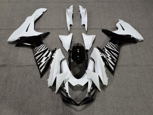 Noir Blanc & Argent 11-24 Suzuki GSXR 600-750 Carénage Noir Blanc & Argent 11-24 Suzuki GSXR 600-750 Carénage