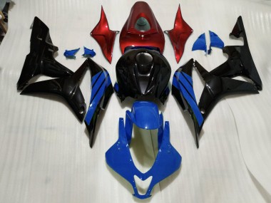 Noir Brillant & Accents Bleus & Rouges 07-08 Honda CBR600RR Carénage