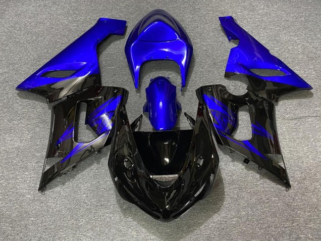 Noir Brillant & Bleu 05-06 Kawasaki ZX6R Carénage Noir Brillant & Bleu 05-06 Kawasaki ZX6R Carénage