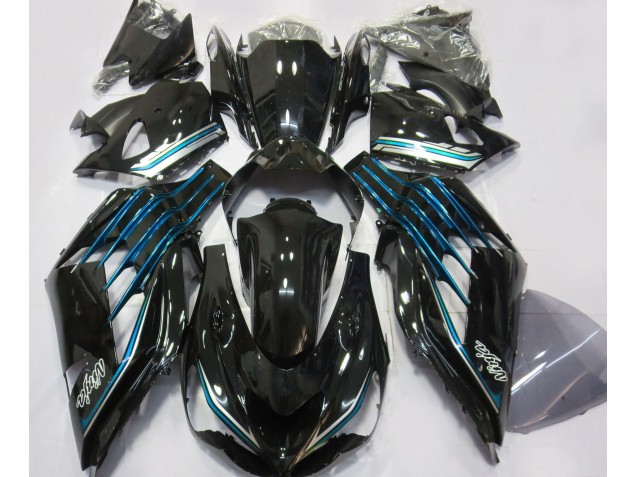 Noir Brillant & Bleu Clair 12-21 Kawasaki ZX14R Carénage Noir Brillant & Bleu Clair 12-21 Kawasaki ZX14R Carénage