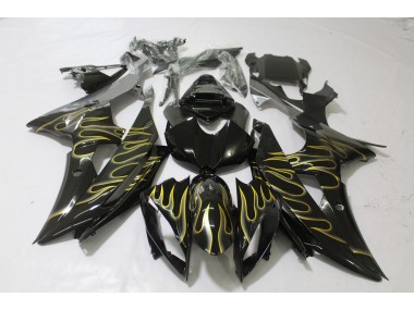 Noir Brillant & Flamme 08-16 Yamaha R6 Carénage
