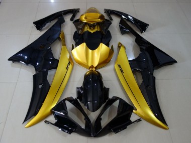 Noir Brillant & Or 08-16 Yamaha R6 Carénage
