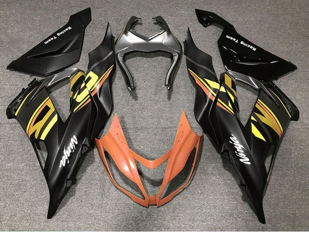 Noir Brillant & Orange 13-18 Kawasaki ZX6R Carénage Noir Brillant & Orange 13-18 Kawasaki ZX6R Carénage