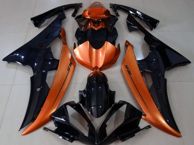 Noir Brillant & Orange Clair 08-16 Yamaha R6 Carénage
