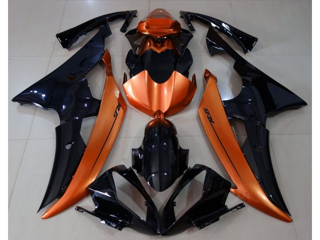 Noir Brillant & Orange Clair 08-16 Yamaha R6 Carénage Noir Brillant & Orange Clair 08-16 Yamaha R6 Carénage