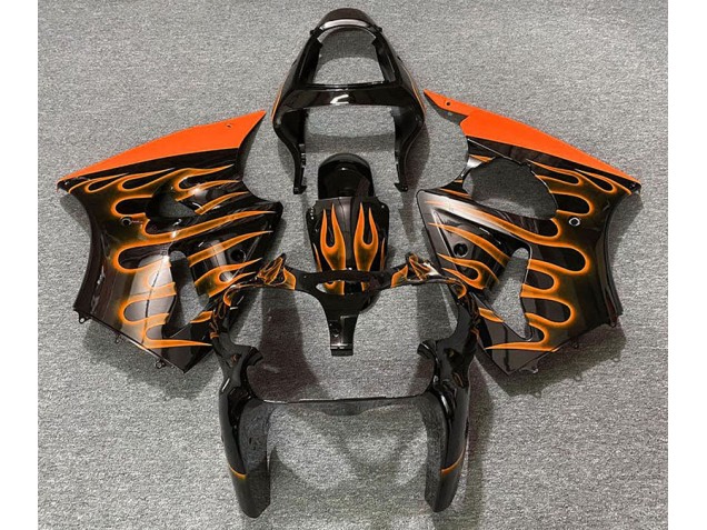 Noir Brillant & Orange Flamme 00-02 Kawasaki ZX6R Carénage Noir Brillant & Orange Flamme 00-02 Kawasaki ZX6R Carénage