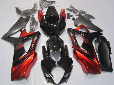 Noir Brillant & Rouge 07-08 Suzuki GSXR 1000 Carénage