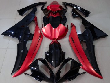 Noir Brillant & Rouge Bonbon 08-16 Yamaha R6 Carénage