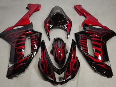 Noir Brillant & Rouge Flamme 07-08 Kawasaki ZX6R Carénage
