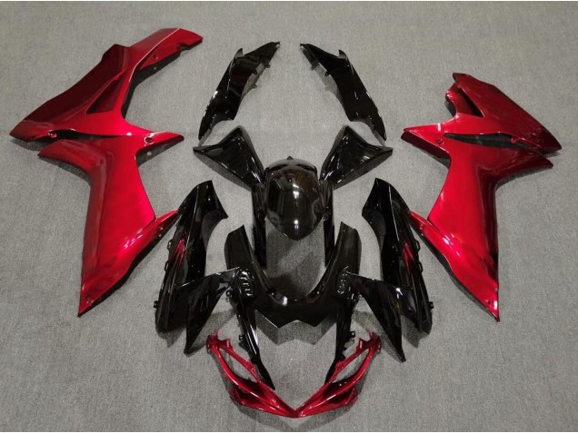 Noir Brillant & Rouge Lave 11-24 Suzuki GSXR 600-750 Carénage Noir Brillant & Rouge Lave 11-24 Suzuki GSXR 600-750 Carénage