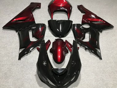 Noir Brillant & Rouge Profond 05-06 Kawasaki ZX6R Carénage