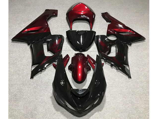 Noir Brillant & Rouge Profond 05-06 Kawasaki ZX6R Carénage Noir Brillant & Rouge Profond 05-06 Kawasaki ZX6R Carénage
