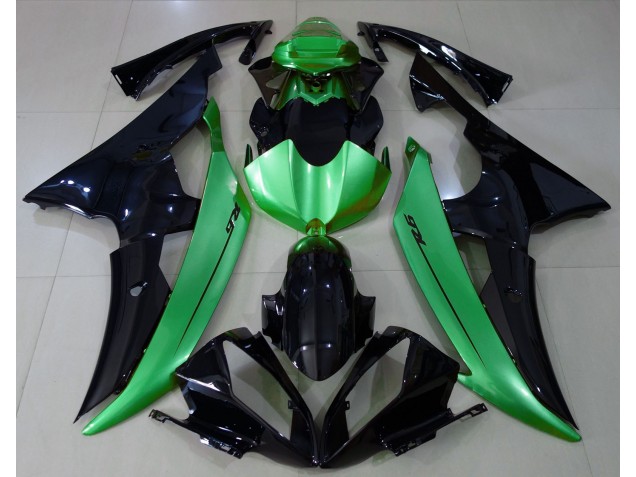Noir Brillant & Vert Clair 08-16 Yamaha R6 Carénage Noir Brillant & Vert Clair 08-16 Yamaha R6 Carénage