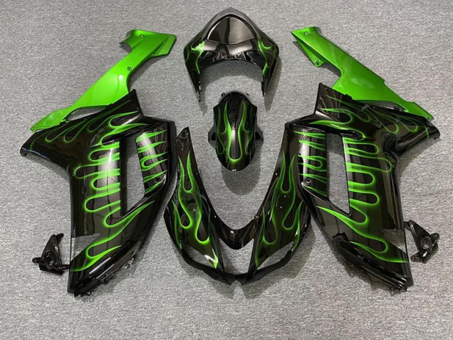 Noir Brillant & Vert Flamme 07-08 Kawasaki ZX6R Carénage Noir Brillant & Vert Flamme 07-08 Kawasaki ZX6R Carénage