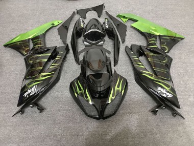 Noir Brillant & Vert Flamme 09-12 Kawasaki ZX6R Carénage