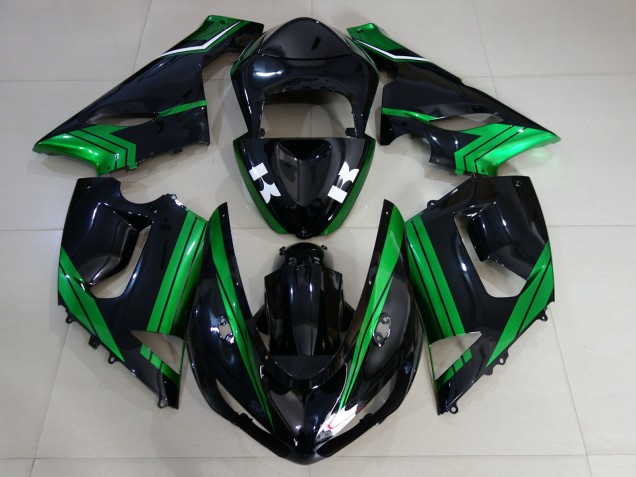 Noir Brillant & Vert Électrique 05-06 Kawasaki ZX6R Carénage Noir Brillant & Vert Électrique 05-06 Kawasaki ZX6R Carénage
