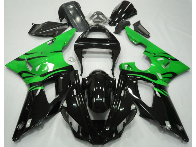 Noir Flamme & Vert 00-01 Yamaha R1 Carénage Noir Flamme & Vert 00-01 Yamaha R1 Carénage