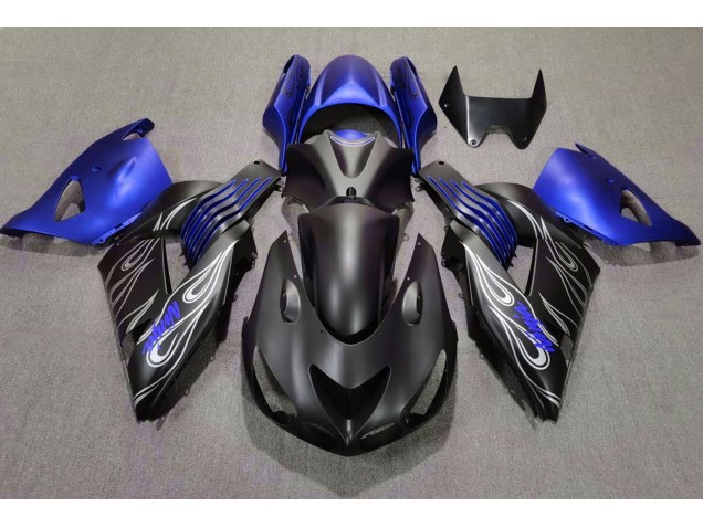 Noir Mat & Bleu 06-11 Kawasaki ZX14R Carénage Noir Mat & Bleu 06-11 Kawasaki ZX14R Carénage