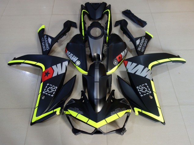 Noir Mat & Jaune 15-18 Yamaha R3 Carénage Noir Mat & Jaune 15-18 Yamaha R3 Carénage