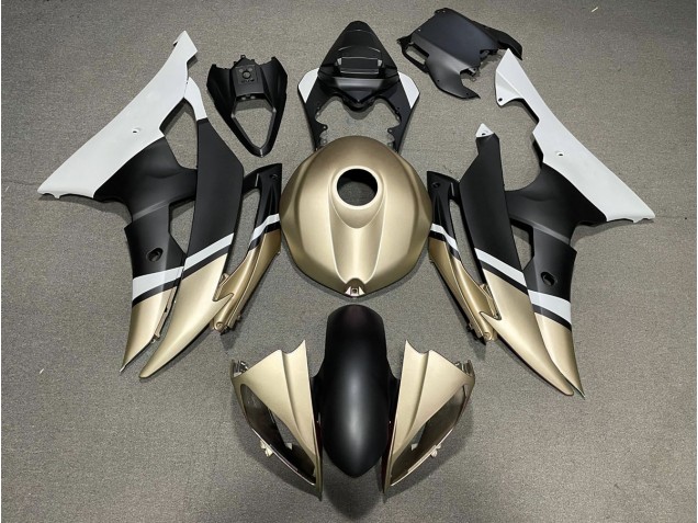 Noir Mat & Or 08-16 Yamaha R6 Carénage Noir Mat & Or 08-16 Yamaha R6 Carénage