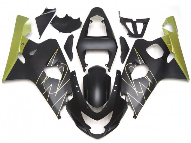 Noir Mat & Or Corona Personnalisé 04-05 Suzuki GSXR 600-750 Carénage Noir Mat & Or Corona Personnalisé 04-05 Suzuki GSXR 600-750 Carénage