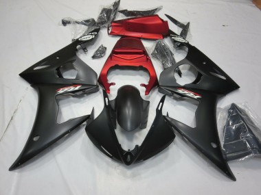 Noir Mat & Rouge 03-04 Yamaha R6 Carénage