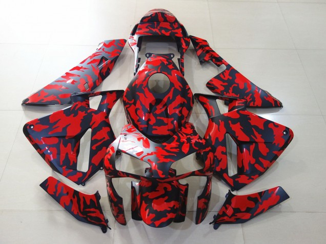 Noir Mat & Rouge Camo 03-04 Honda CBR600RR Carénage Noir Mat & Rouge Camo 03-04 Honda CBR600RR Carénage