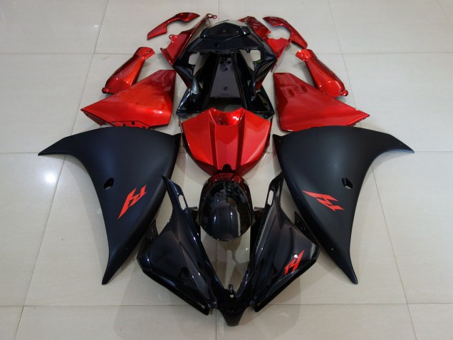 Noir Mat & Rouge Feu 12-14 Yamaha R1 Carénage Noir Mat & Rouge Feu 12-14 Yamaha R1 Carénage