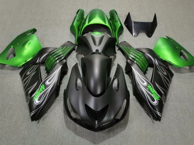 Noir Mat & Vert 06-11 Kawasaki ZX14R Carénage