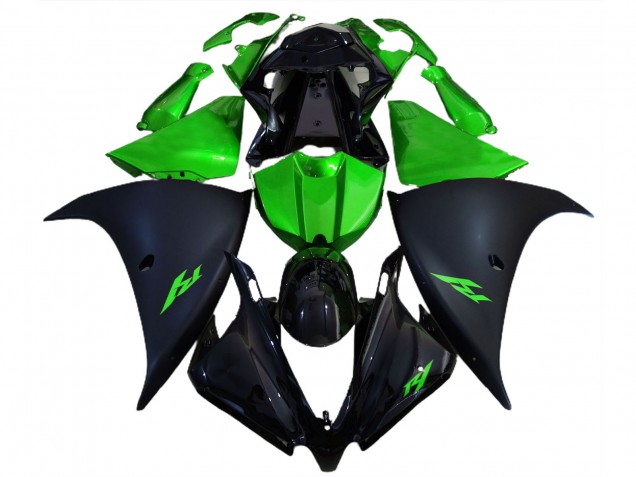Noir Mat & Vert 12-14 Yamaha R1 Carénage Noir Mat & Vert 12-14 Yamaha R1 Carénage