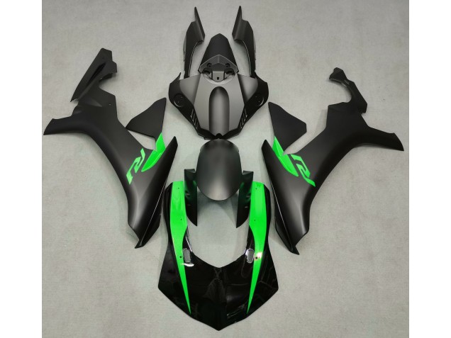 Noir Mat & Vert 15-19 Yamaha R1 Carénage Noir Mat & Vert 15-19 Yamaha R1 Carénage