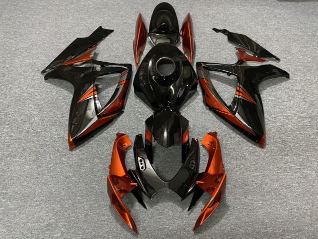 Noir & Orange Brûlé 06-07 Suzuki GSXR 600-750 Carénage Noir & Orange Brûlé 06-07 Suzuki GSXR 600-750 Carénage