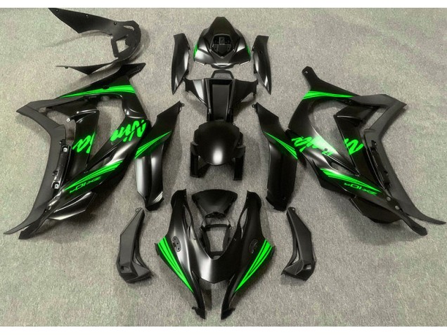 Noir Satiné & Vert 16-19 Kawasaki ZX10R Carénage Noir Satiné & Vert 16-19 Kawasaki ZX10R Carénage