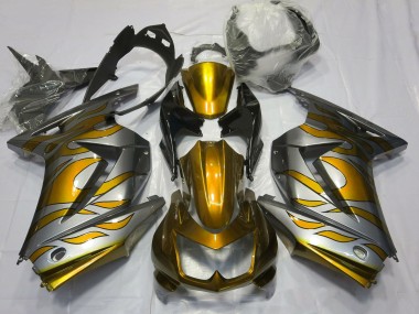 Or & Argent Flamme 08-12 Kawasaki Ninja 250 Carénage