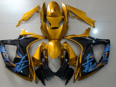 Or Brillant & Noir 06-07 Suzuki GSXR 600-750 Carénage