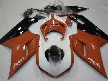 Orange Brillant & Blanc 07-14 Ducati 848 1098 1198 Carénage