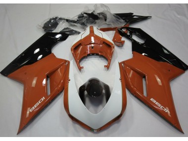 Orange Brillant & Blanc 07-14 Ducati 848 1098 1198 Carénage