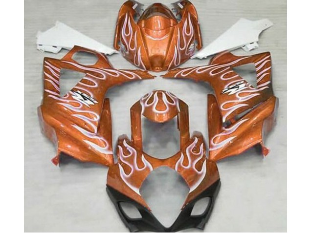 Orange Brillant & Blanc Flamme 07-08 Suzuki GSXR 1000 Carénage Orange Brillant & Blanc Flamme 07-08 Suzuki GSXR 1000 Carénage