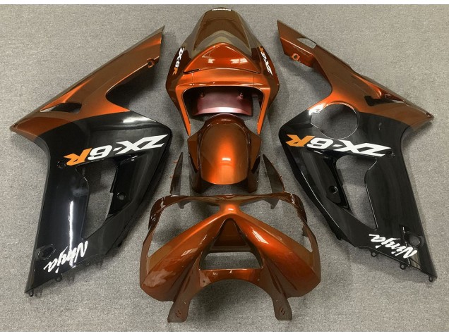 Orange Brillant & Noir 03-04 Kawasaki ZX6R Carénage Orange Brillant & Noir 03-04 Kawasaki ZX6R Carénage