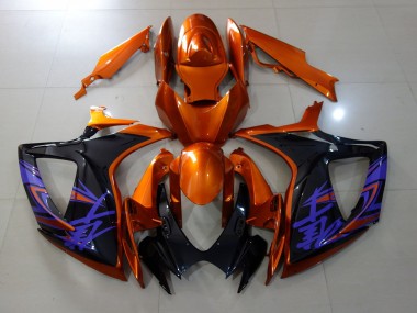 Orange Vif & Noir Brillant 06-07 Suzuki GSXR 600-750 Carénage