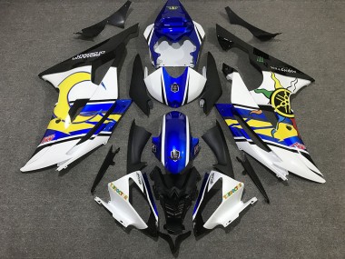 Personnalisé Blanc & Bleu 08-16 Yamaha R6 Carénage