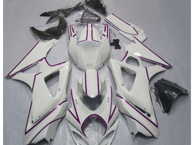Rayure Épingle Rose Blanc Brillant 07-08 Suzuki GSXR 1000 Carénage Rayure Épingle Rose Blanc Brillant 07-08 Suzuki GSXR 1000 Carénage