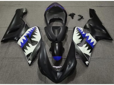 Requin Noir Mat & Bleu 05-06 Kawasaki ZX6R Carénage