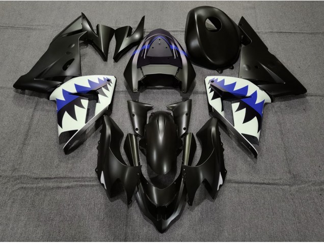 Requin Noir Mat & Bleu Foncé 04-05 Kawasaki ZX10R Carénage Requin Noir Mat & Bleu Foncé 04-05 Kawasaki ZX10R Carénage