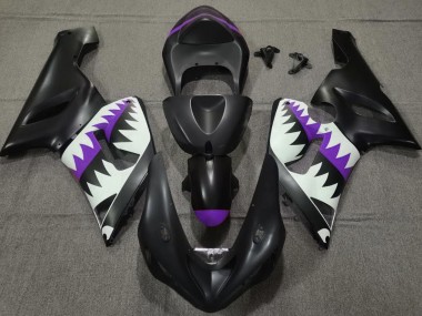Requin Noir Mat & Violet 05-06 Kawasaki ZX6R Carénage