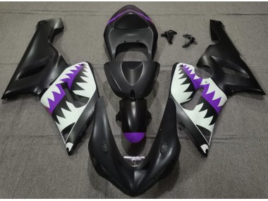 Requin Noir Mat & Violet 05-06 Kawasaki ZX6R Carénage