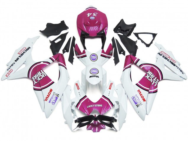 Rose 34 Lucky Strike 08-10 Suzuki GSXR 600-750 Carénage Rose 34 Lucky Strike 08-10 Suzuki GSXR 600-750 Carénage