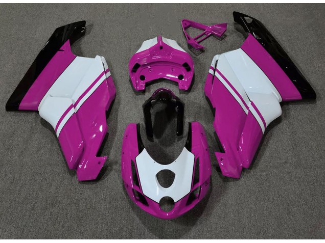 Rose Brillant & Blanc 03-04 Ducati 749 999 Carénage Rose Brillant & Blanc 03-04 Ducati 749 999 Carénage