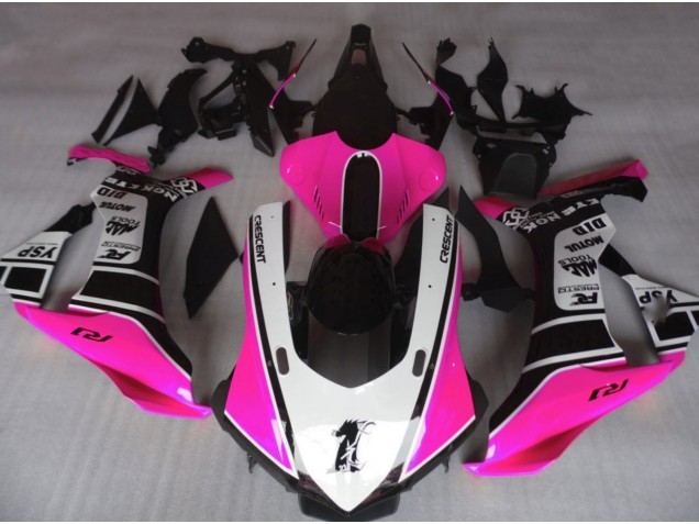 Rose Brillant & Blanc 15-19 Yamaha R1 Carénage Rose Brillant & Blanc 15-19 Yamaha R1 Carénage